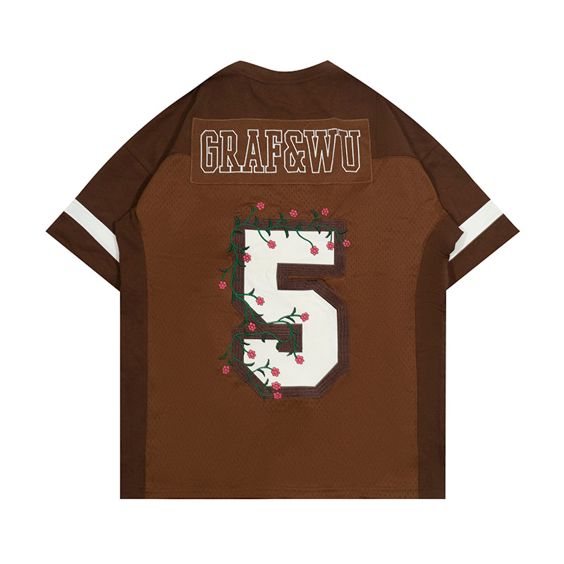 GRAF&WU Football Club Floral Embroidery Sports Mesh Jersey