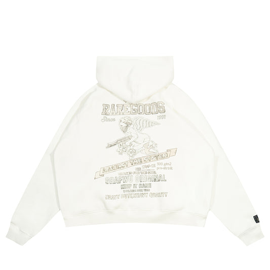 GRAF&WU Vintage AK47 Angel Barn Thick Fleece Zip-up Hoodie