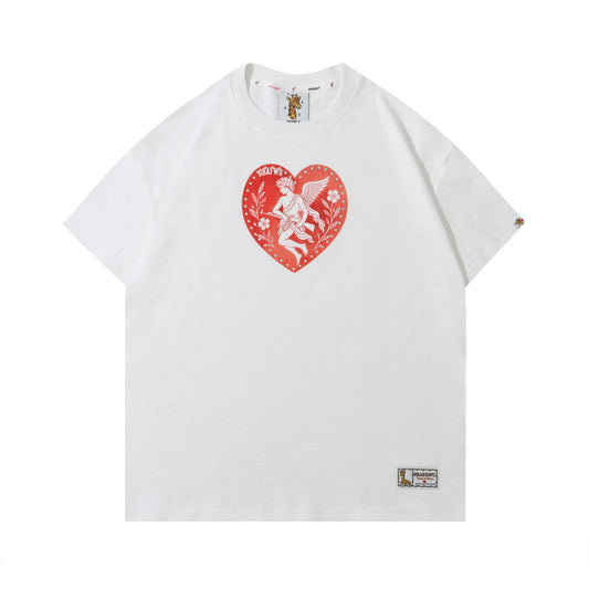 GRAF&WU AK47 Greek Angel Rhinestone Shiny Heart T-Shirt