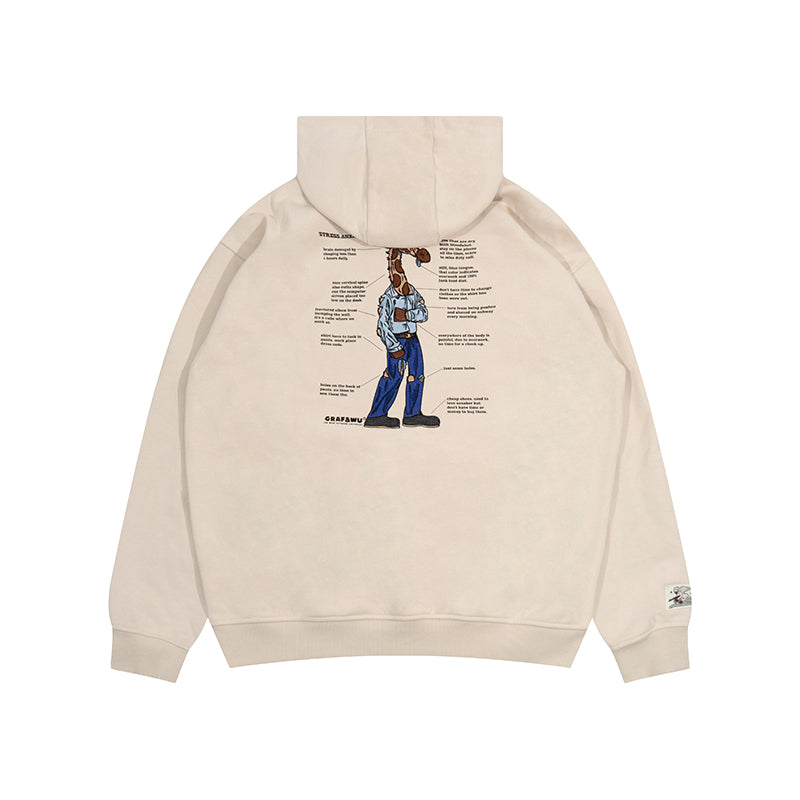 GRAF&WU Giraffe Stress Work Survivor Embroidery Hoodie