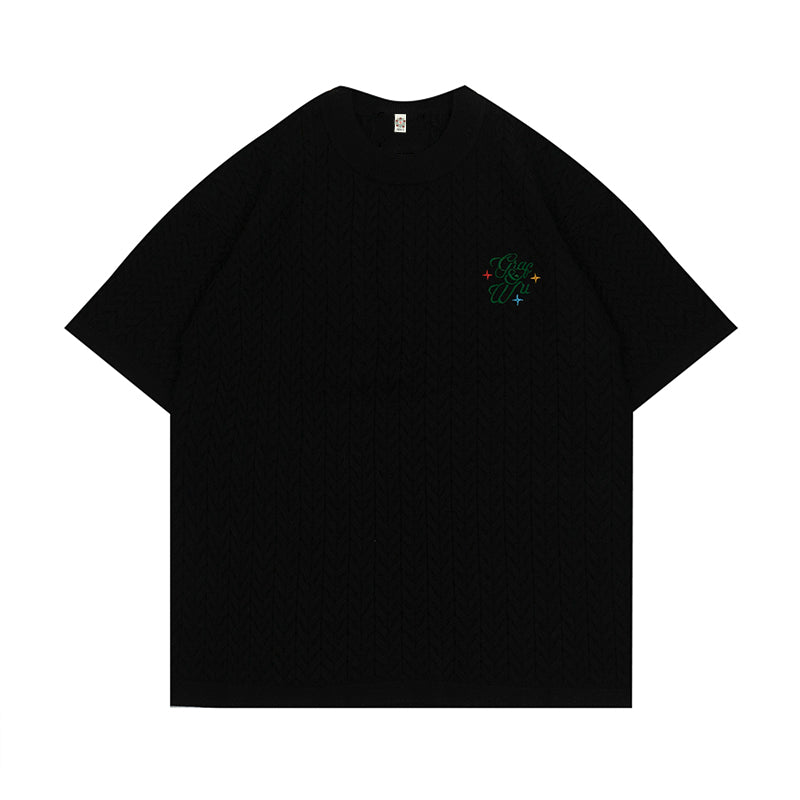 GRAF&WU Letter Embroidery Luxury Knit T-Shirt