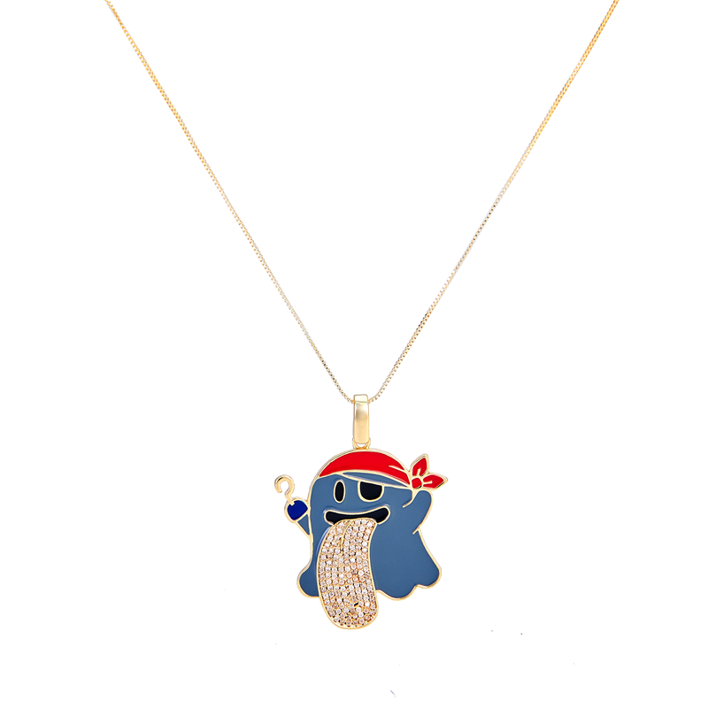 GRAF&WU Necklaces Booghost Trend Pendants Cute Ghost 2.0 Angel Demon Necklace Rhinestone Hand-Inlaid Jewelry Gold-Plated Accessories