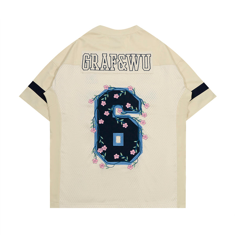 GRAF&WU Football Club Floral Embroidery Sports Mesh Jersey