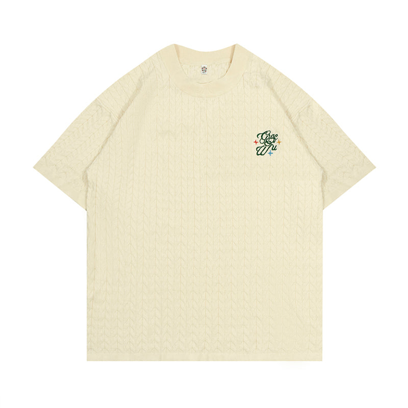 GRAF&WU Letter Embroidery Luxury Knit T-Shirt