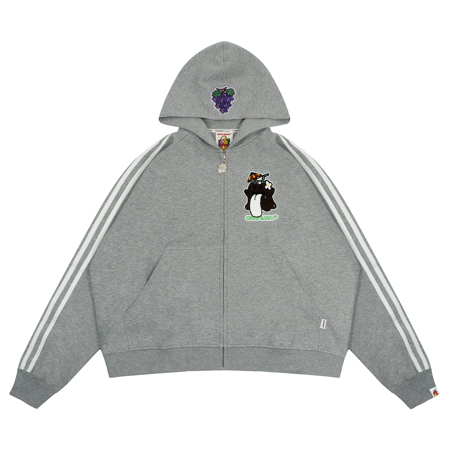 GRAF&WU Fruit Party Peach Lychee Banana Cute Ghost Thin Zip-up Hoodie