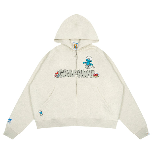 GRAF X SMURF Rabbit Robot Character Graphic Zip-up Fleece Hoodie