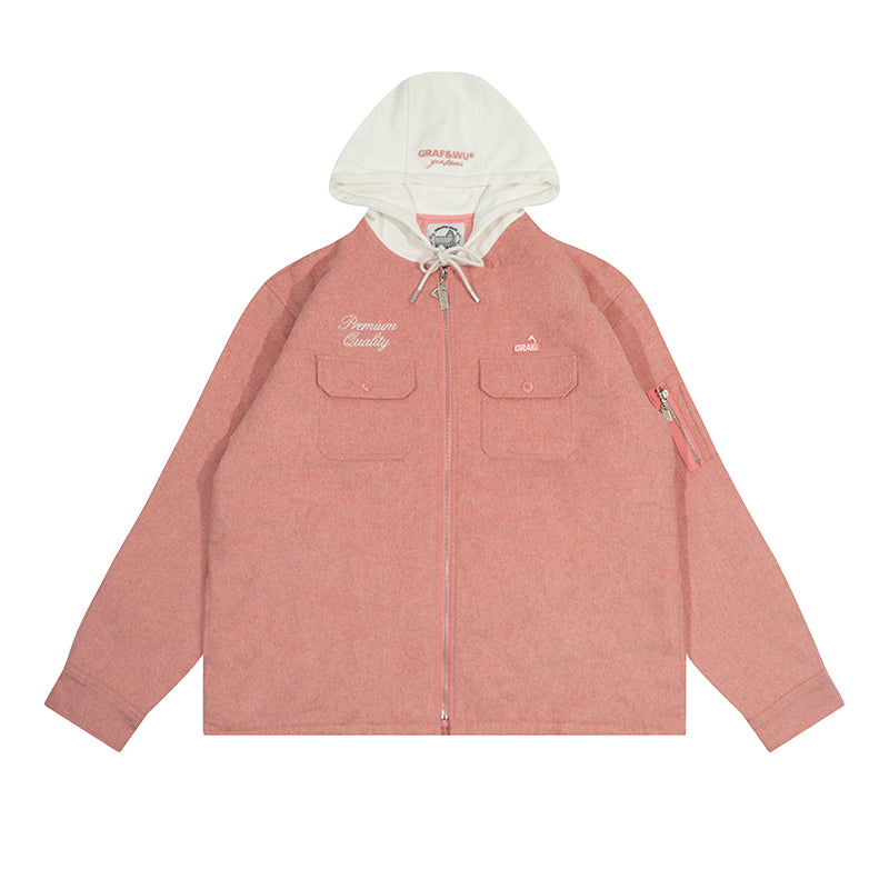 GRAF&WU Giraffe Brand Logo Wool Hooded Thicken Coat