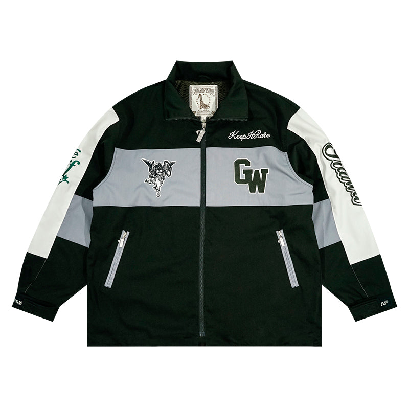 GRAF&WU Angel Giraffe Goddess Embroidered Design Sports Jacket