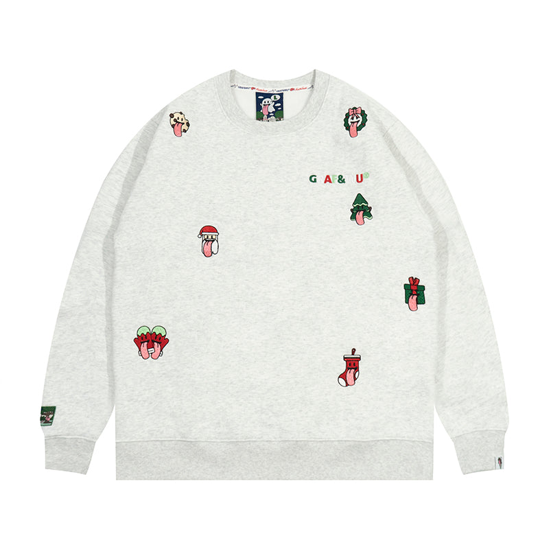 GRAF&WU Christmas Naughty Cute Ghost Character Crewneck Sweatshirt