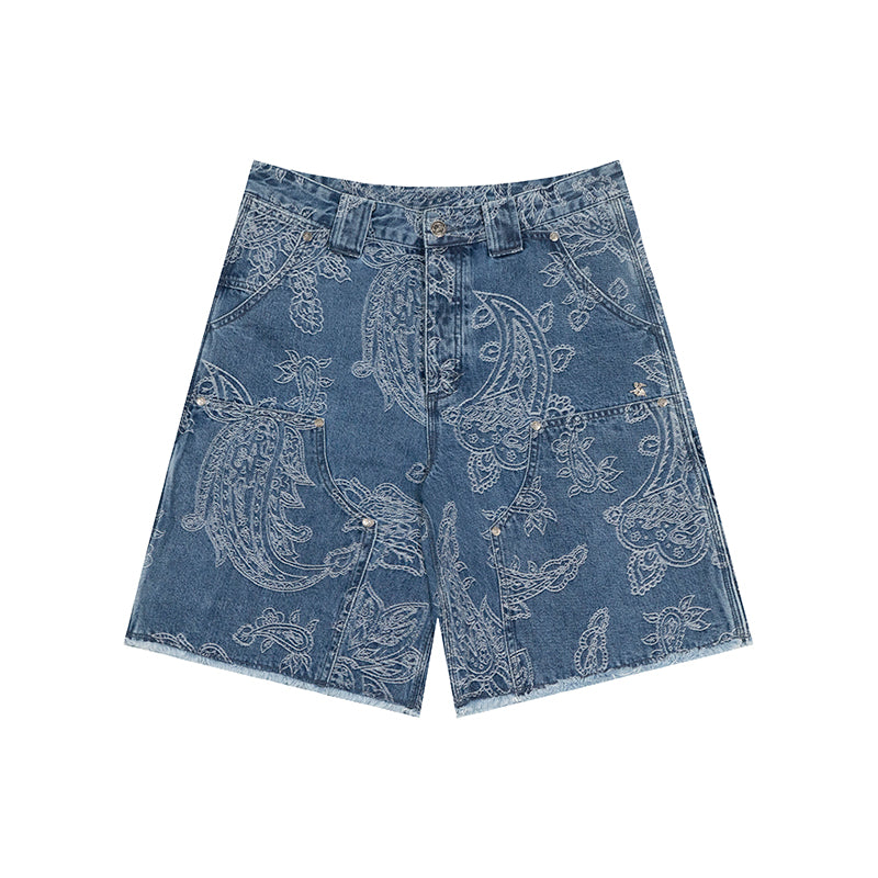 GRAFWU Jacquard Denim Embroidery Shorts
