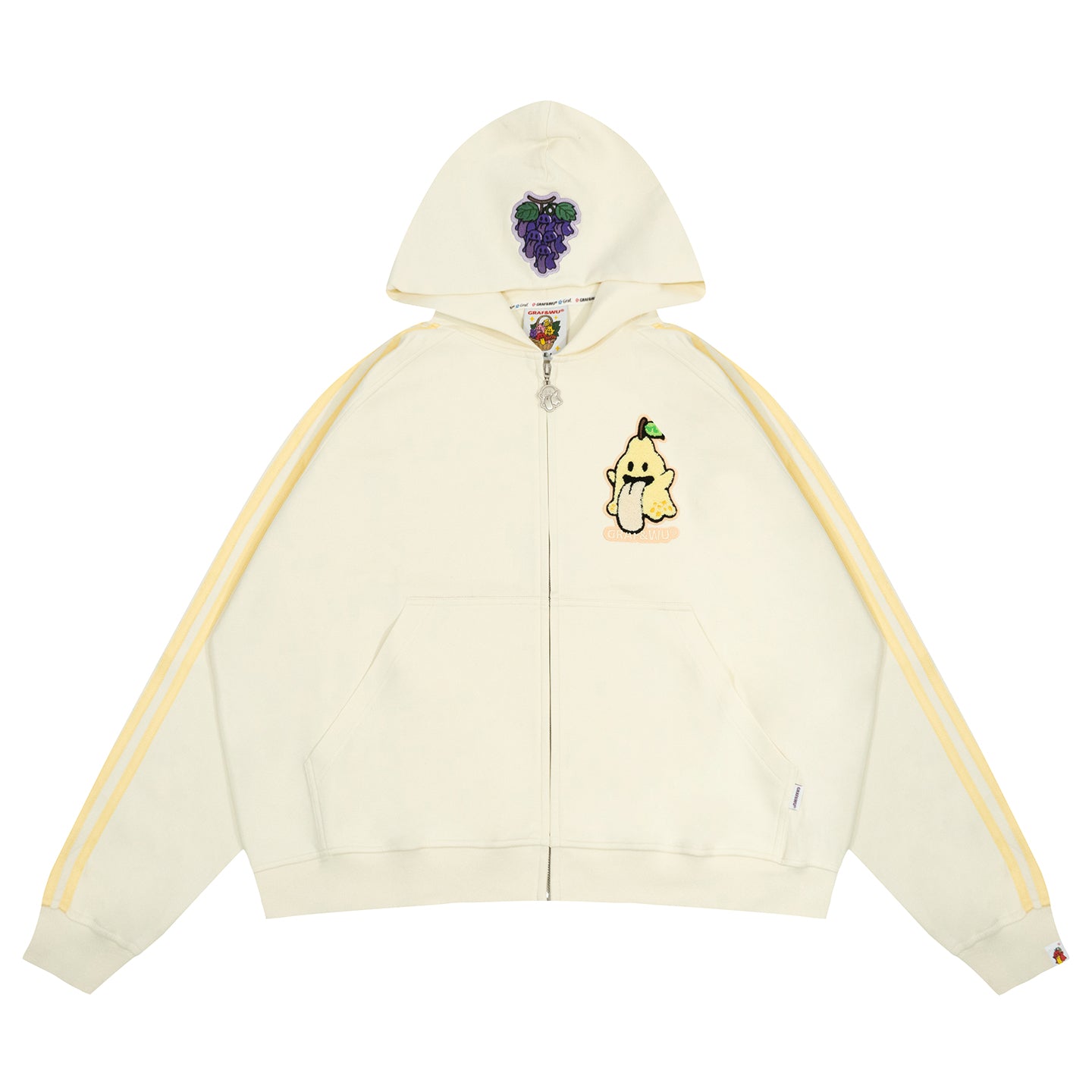 GRAF&WU Fruit Party Peach Lychee Banana Cute Ghost Thin Zip-up Hoodie