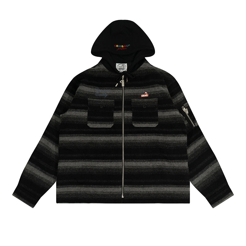 GRAF&WU Giraffe Brand Logo Wool Hooded Thicken Coat