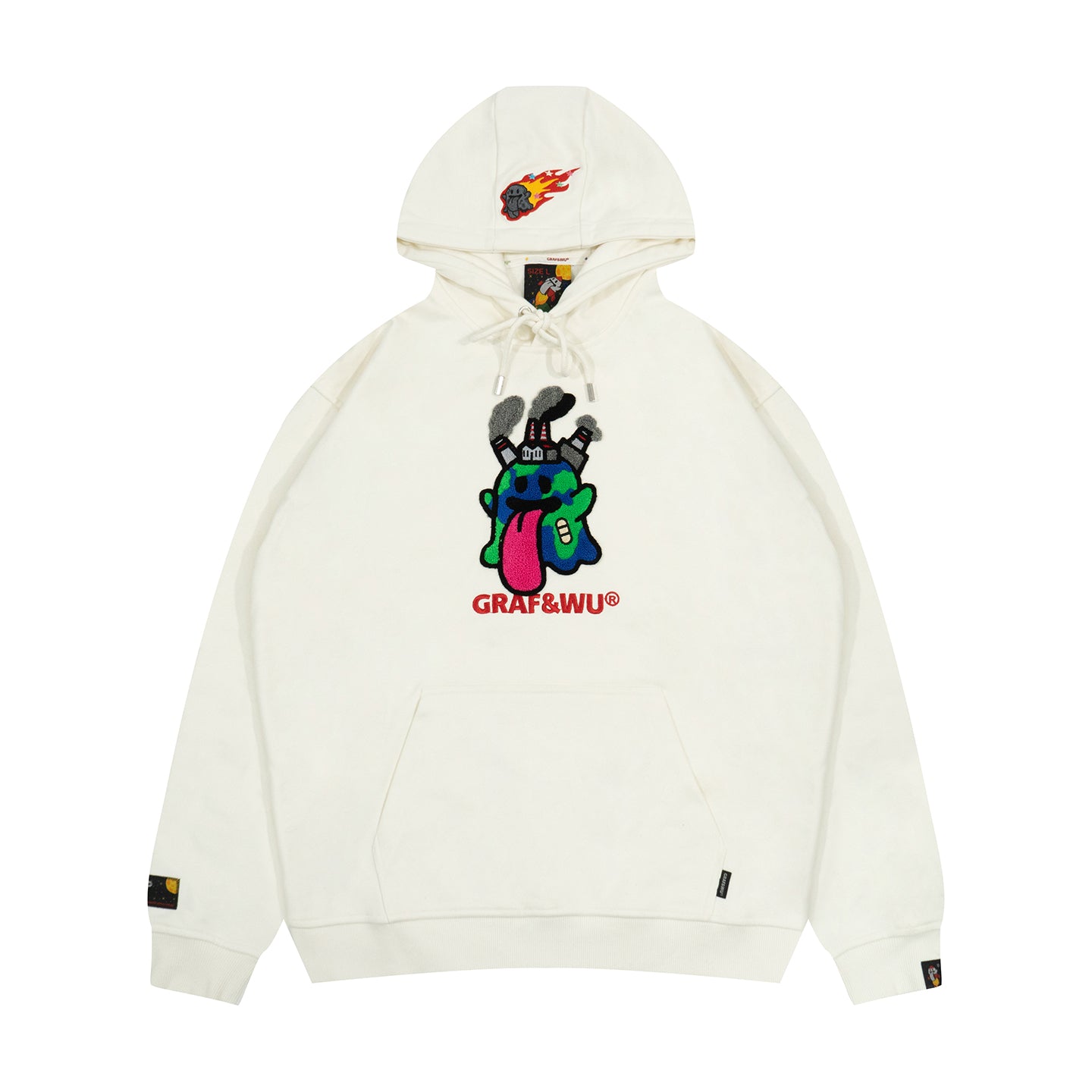 GRAF&WU Solar System Toweling Embroidery Planets Cute Ghost Hoodie