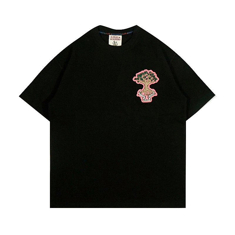 GRAF&WU T-Shirts University Knowledge Torch Element Embroidery Design Short-Sleeved Street Simple Style Short Sleeves Men Women Casual T-Shirt