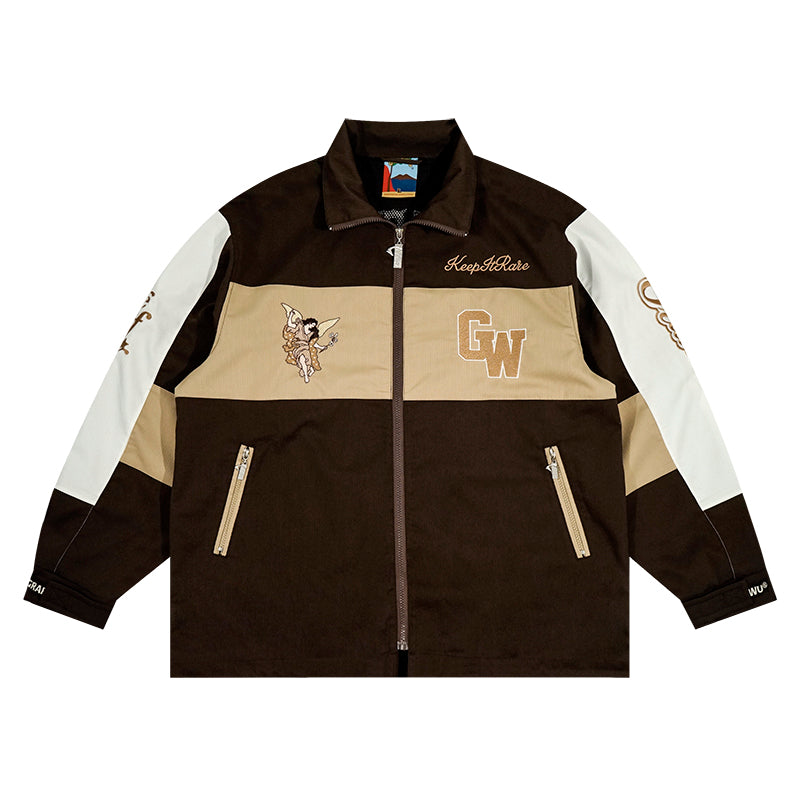 GRAF&WU Angel Giraffe Goddess Embroidered Design Sports Jacket