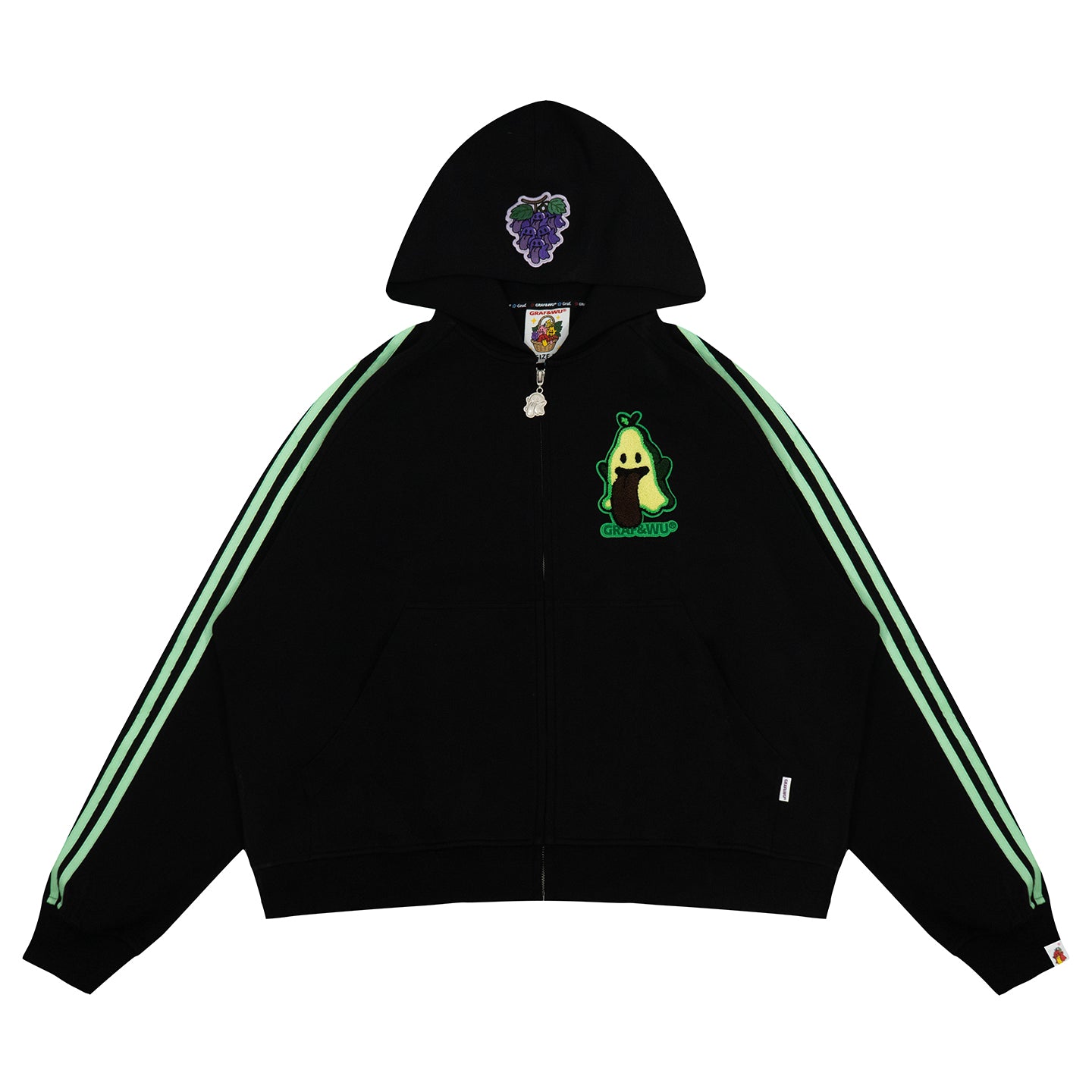 GRAF&WU Fruit Party Peach Lychee Banana Cute Ghost Thin Zip-up Hoodie