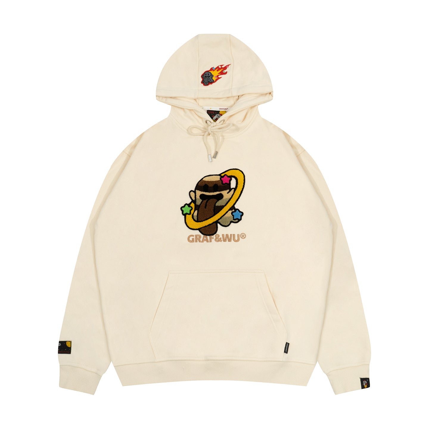 GRAF&WU Solar System Toweling Embroidery Planets Cute Ghost Hoodie