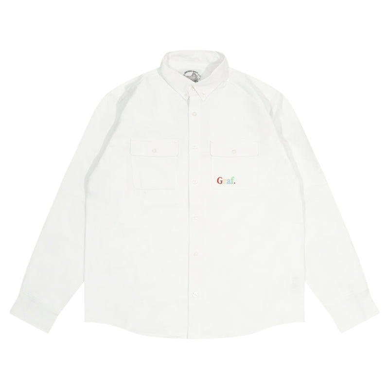 GRAFWU Brand Gradient Letter Embroidery Oxford Shirt