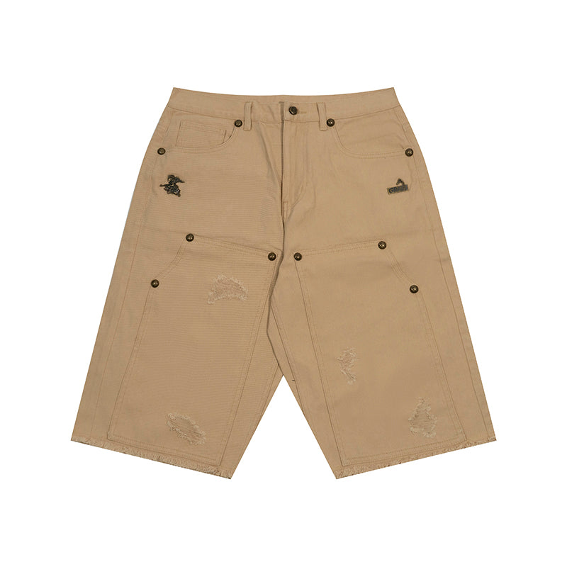 GRAF&WU Shorts Tree Branch Camouflage Ripped Pants Metal Copper Label Ak47 Angel Giraffe Lumberjack Shorts Casual Hip Hop Cargo Shorts