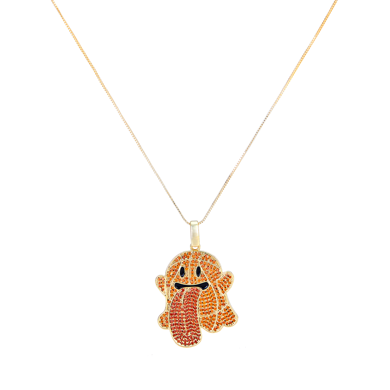 GRAF&WU Necklaces Booghost Trend Pendants Cute Ghost 2.0 Angel Demon Necklace Rhinestone Hand-Inlaid Jewelry Gold-Plated Accessories