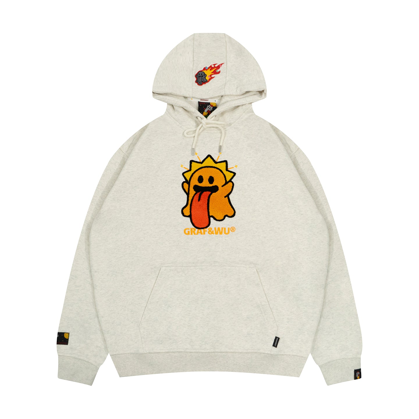 GRAF&WU Solar System Toweling Embroidery Planets Cute Ghost Hoodie