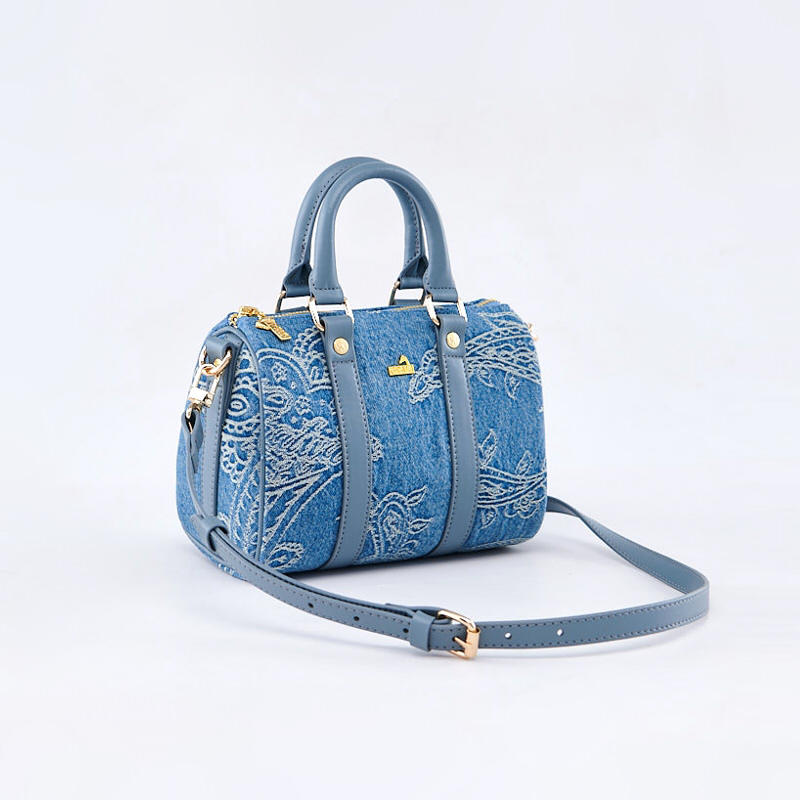 GRAF&WU Project Paisley Denim Crossbody Bag Angel Pattern Small Tote Bag