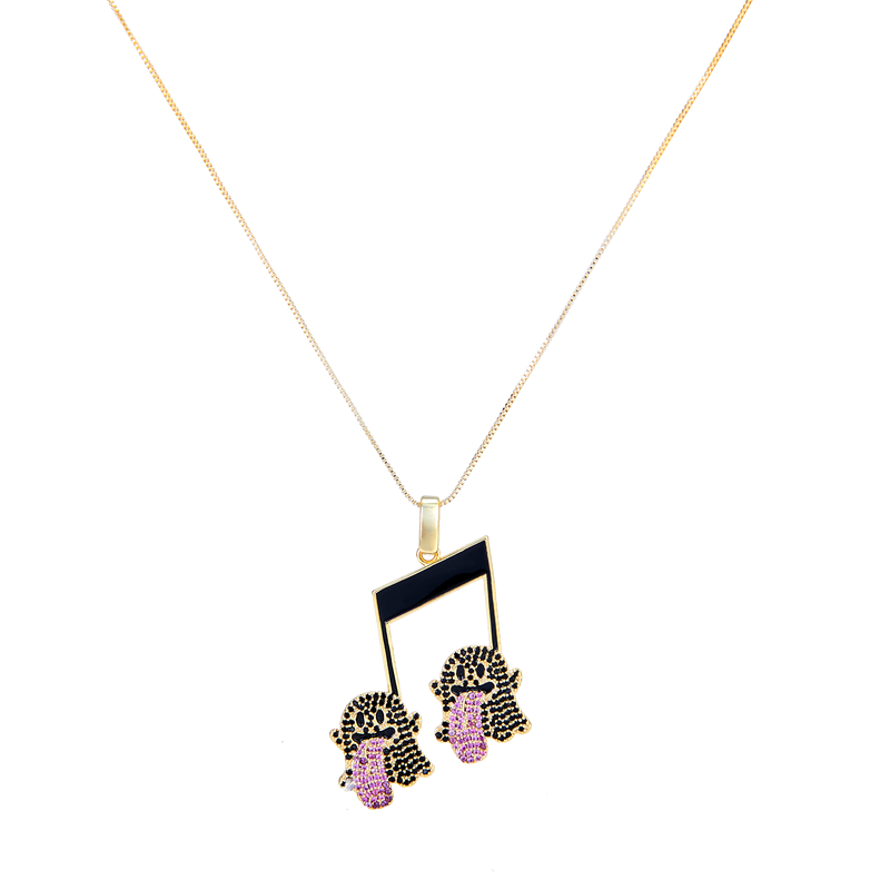 GRAF&WU Necklaces Booghost Trend Pendants Cute Ghost 2.0 Angel Demon Necklace Rhinestone Hand-Inlaid Jewelry Gold-Plated Accessories