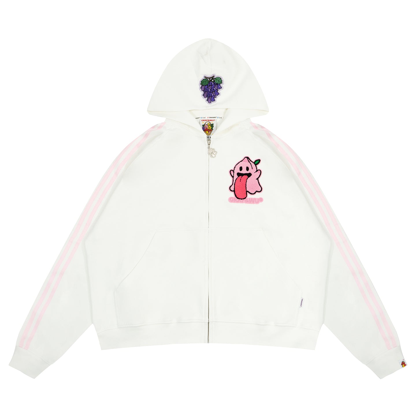 GRAF&WU Fruit Party Peach Lychee Banana Cute Ghost Thin Zip-up Hoodie