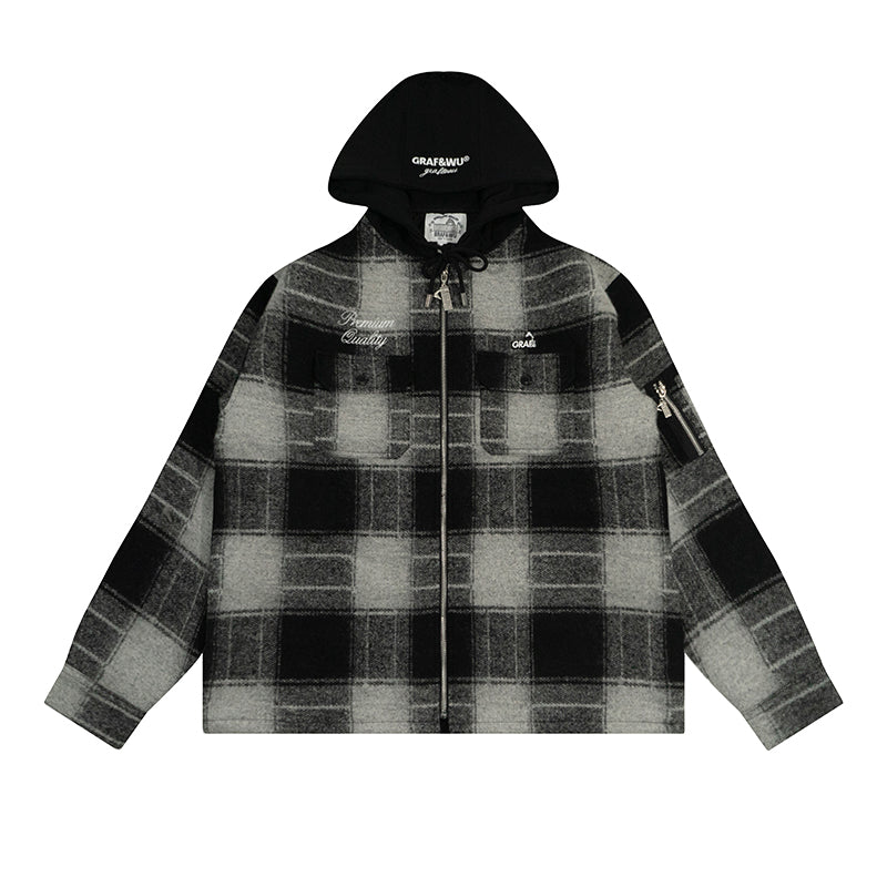 GRAF&WU Giraffe Brand Logo Wool Hooded Thicken Coat