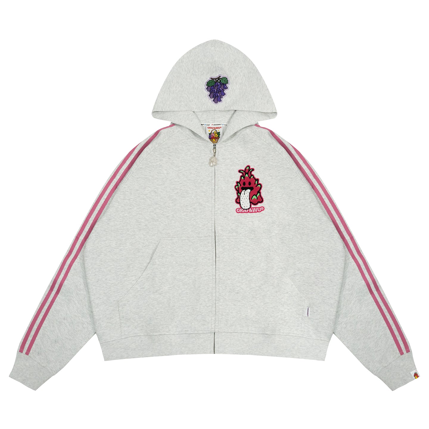 GRAF&WU Fruit Party Peach Lychee Banana Cute Ghost Thin Zip-up Hoodie