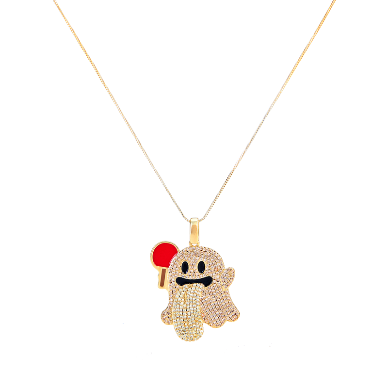 GRAF&WU Necklaces Booghost Trend Pendants Cute Ghost 2.0 Angel Demon Necklace Rhinestone Hand-Inlaid Jewelry Gold-Plated Accessories