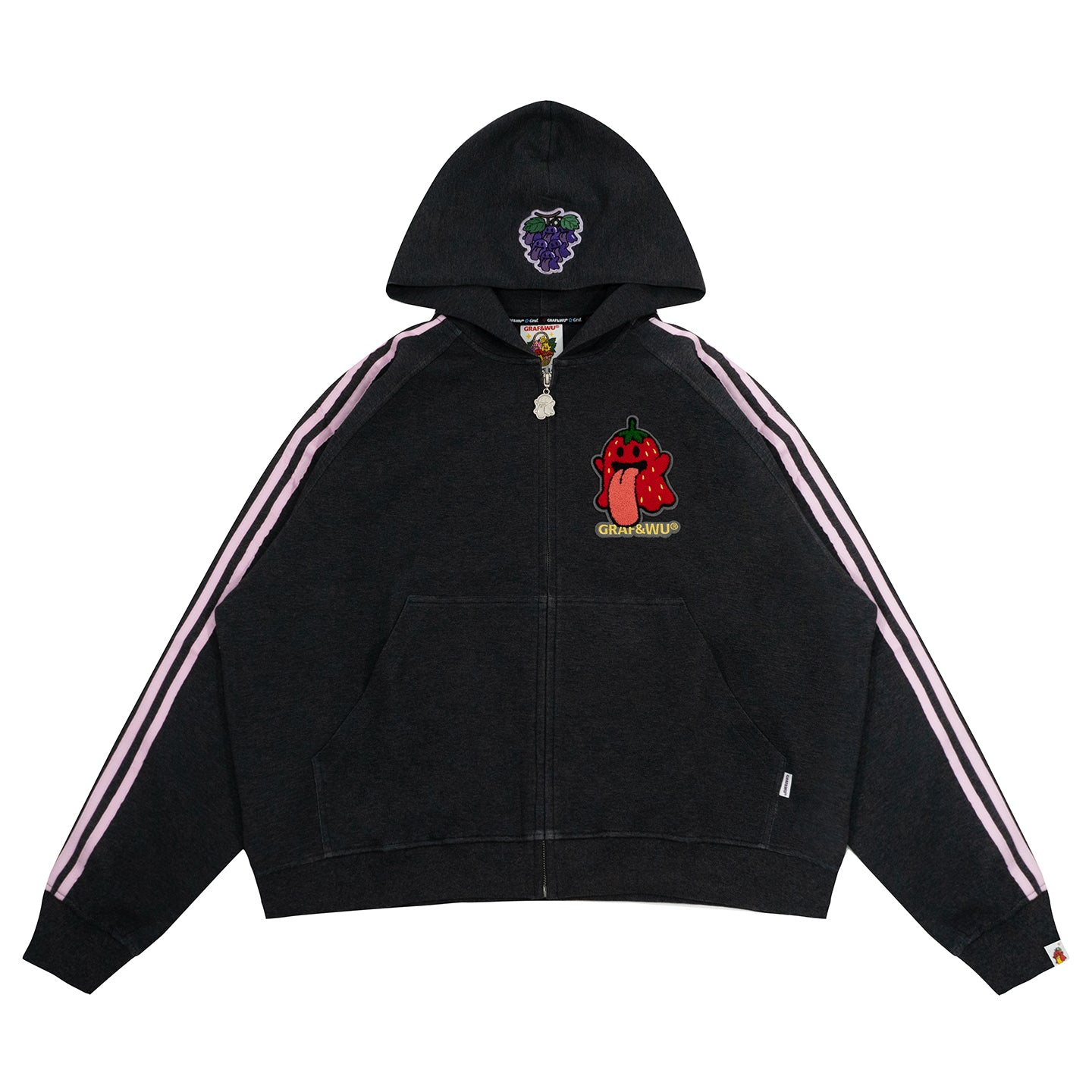 GRAF&WU Fruit Party Peach Lychee Banana Cute Ghost Thin Zip-up Hoodie