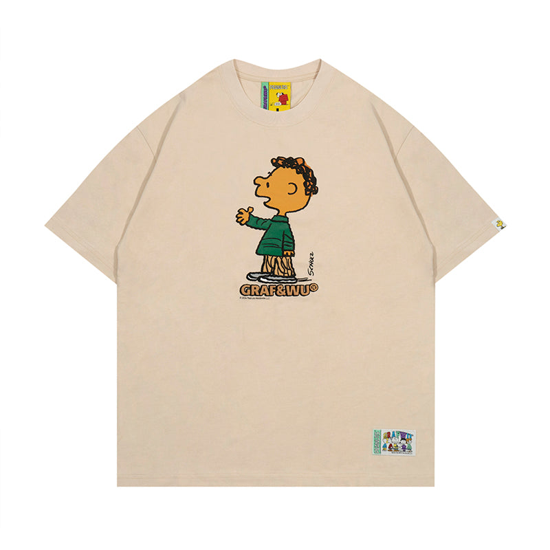 GRAF x PEANUTS Collab Charlie Brown Cartoon Print T-Shirt
