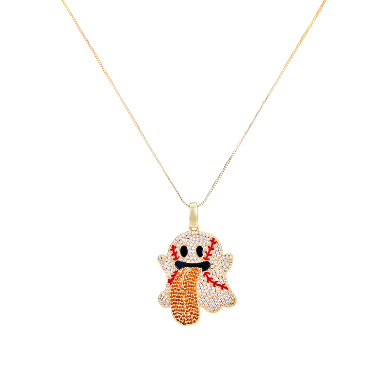 GRAF&WU Necklaces Booghost Trend Pendants Cute Ghost 2.0 Angel Demon Necklace Rhinestone Hand-Inlaid Jewelry Gold-Plated Accessories