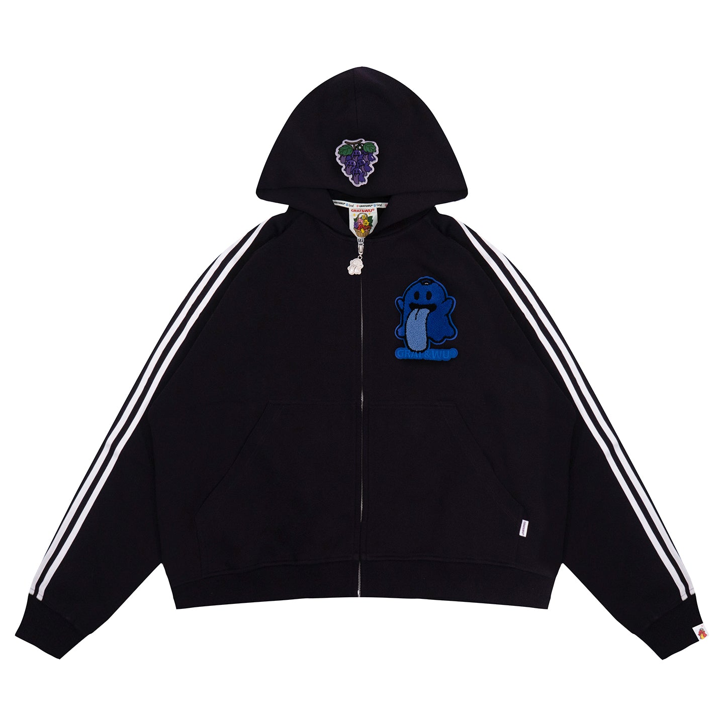 GRAF&WU Fruit Party Peach Lychee Banana Cute Ghost Thin Zip-up Hoodie