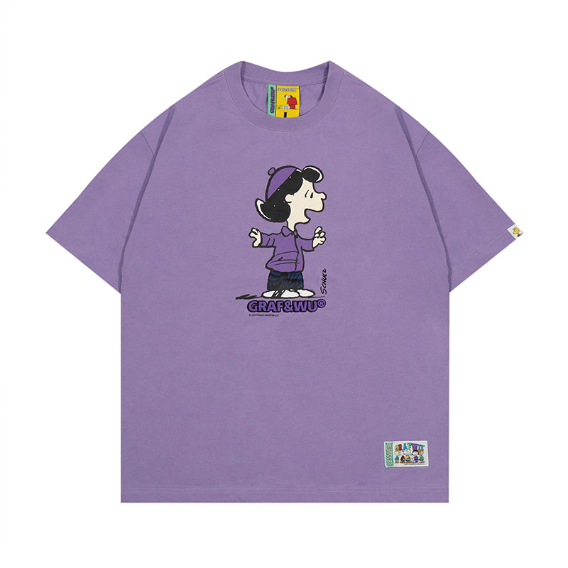 GRAF x PEANUTS Collab Charlie Brown Cartoon Print T-Shirt