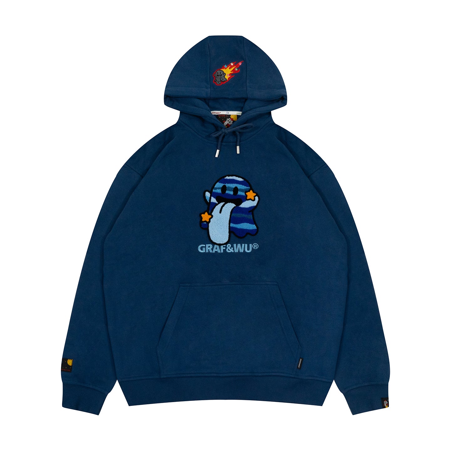 GRAF&WU Solar System Toweling Embroidery Planets Cute Ghost Hoodie