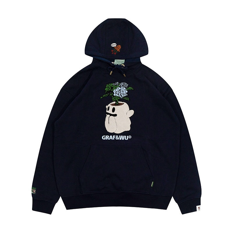 GRAF&WU FlowerShop BooGhost Cute Ghost 2.0 Floral Terry Hoodie