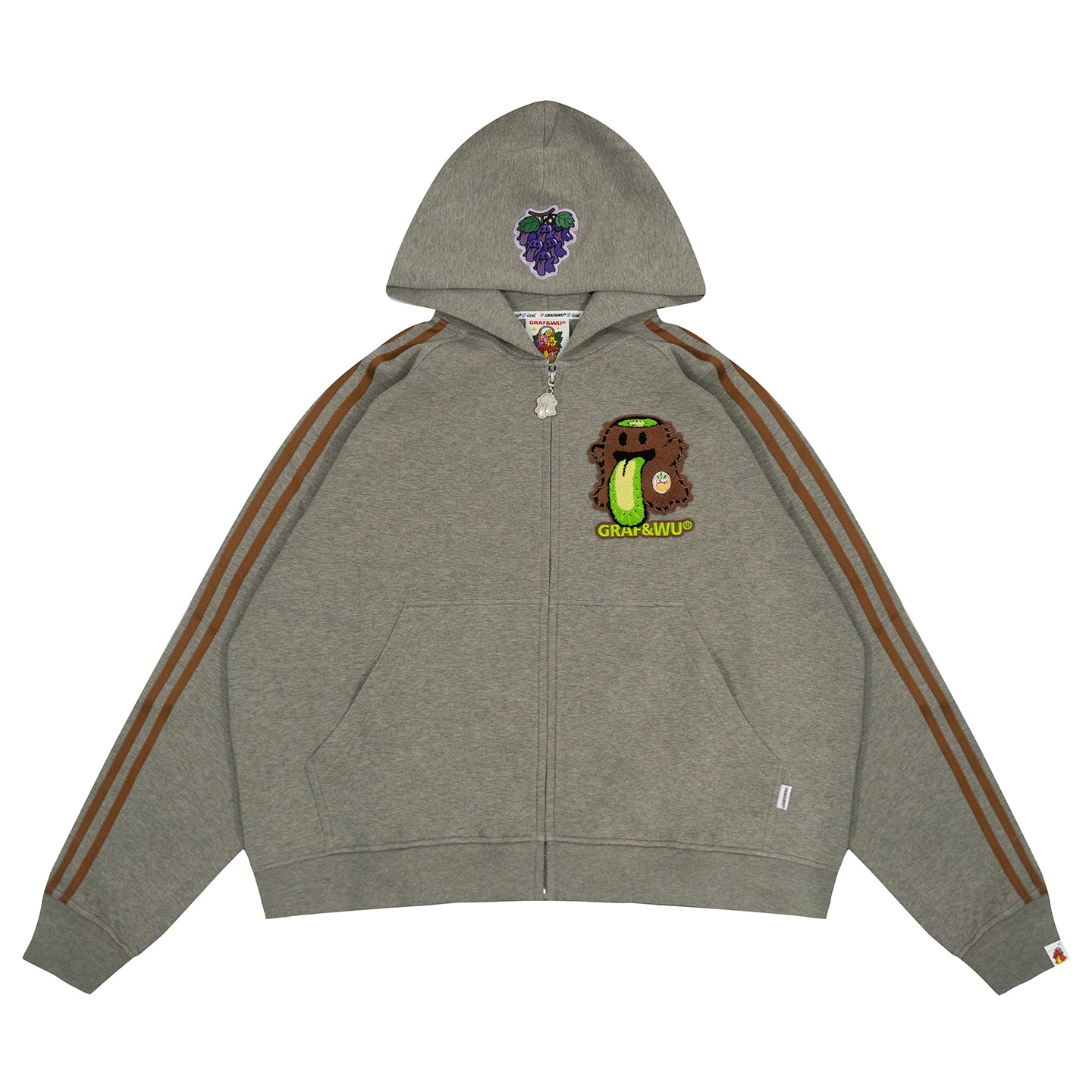 GRAF&WU Fruit Party Peach Lychee Banana Cute Ghost Thin Zip-up Hoodie