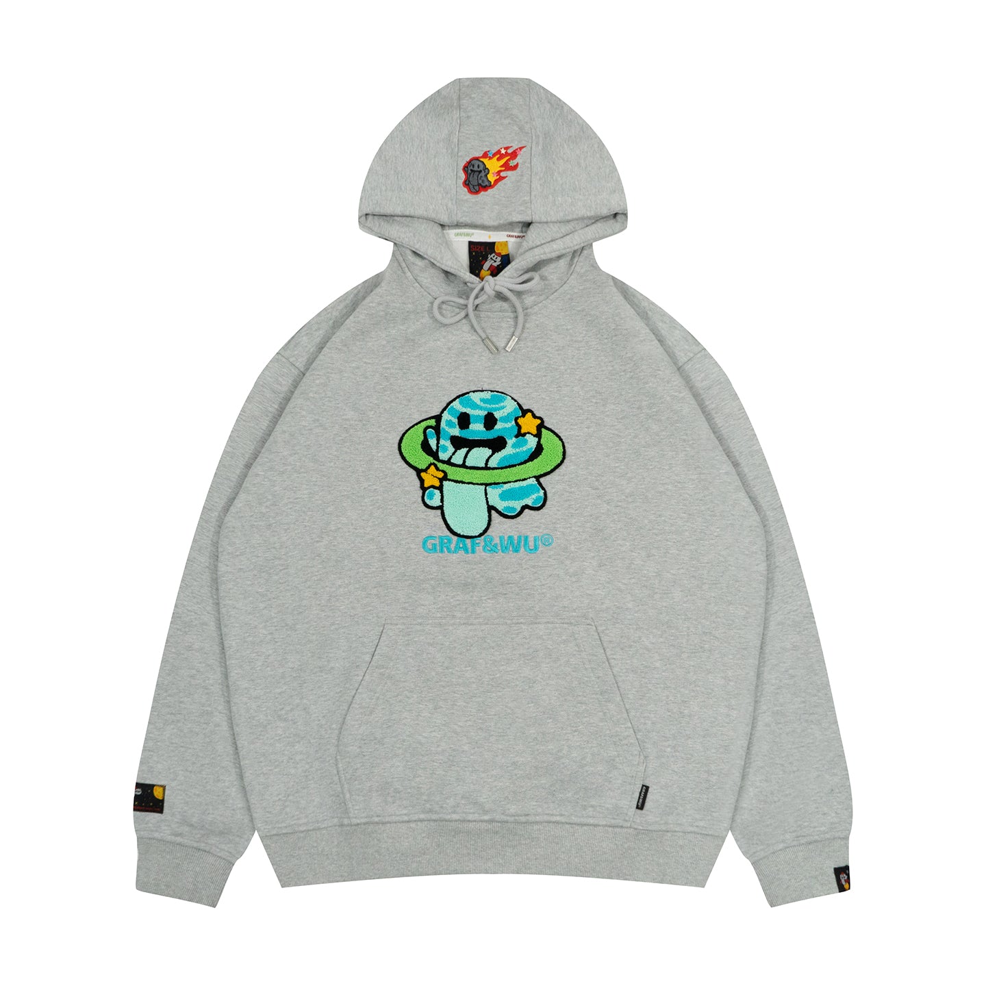 GRAF&WU Solar System Toweling Embroidery Planets Cute Ghost Hoodie