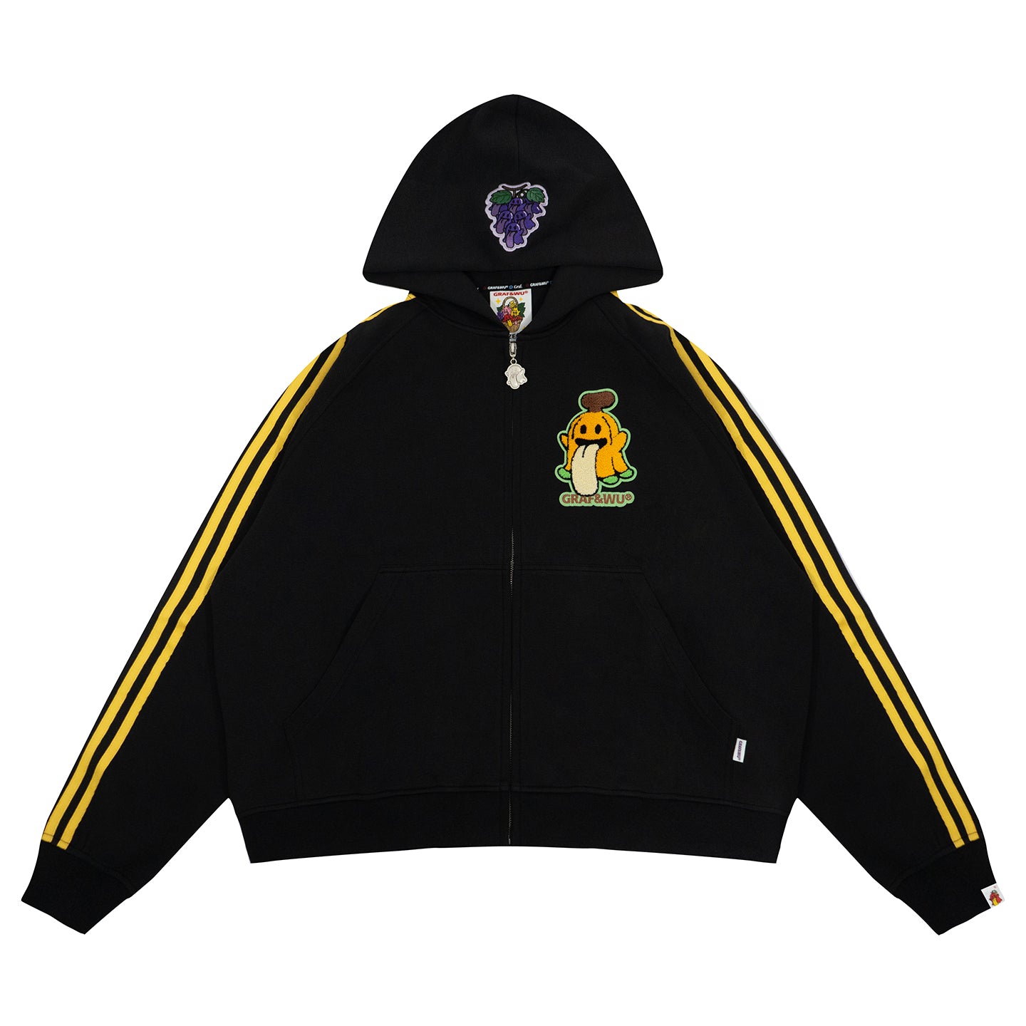 GRAF&WU Fruit Party Peach Lychee Banana Cute Ghost Thin Zip-up Hoodie
