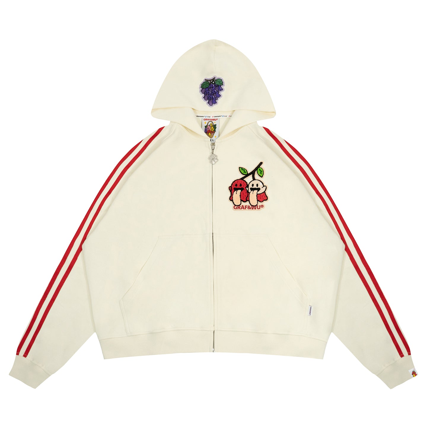 GRAF&WU Fruit Party Peach Lychee Banana Cute Ghost Thin Zip-up Hoodie
