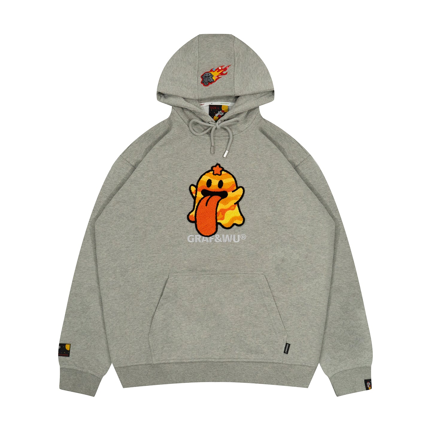 GRAF&WU Solar System Toweling Embroidery Planets Cute Ghost Hoodie