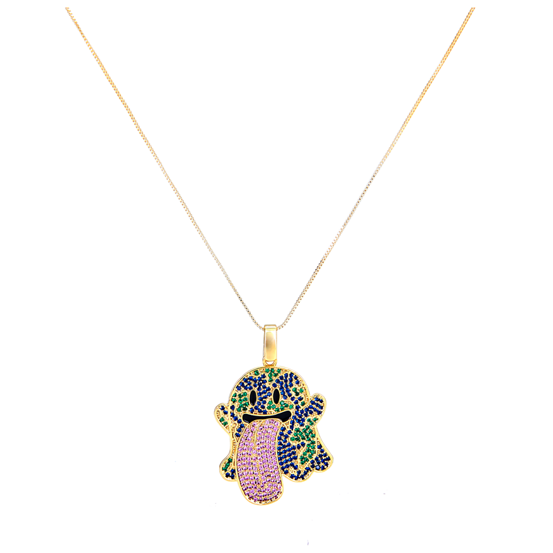 GRAF&WU Necklaces Booghost Trend Pendants Cute Ghost 2.0 Angel Demon Necklace Rhinestone Hand-Inlaid Jewelry Gold-Plated Accessories