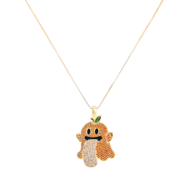 GRAF&WU Necklaces Booghost Trend Pendants Cute Ghost 2.0 Angel Demon Necklace Rhinestone Hand-Inlaid Jewelry Gold-Plated Accessories