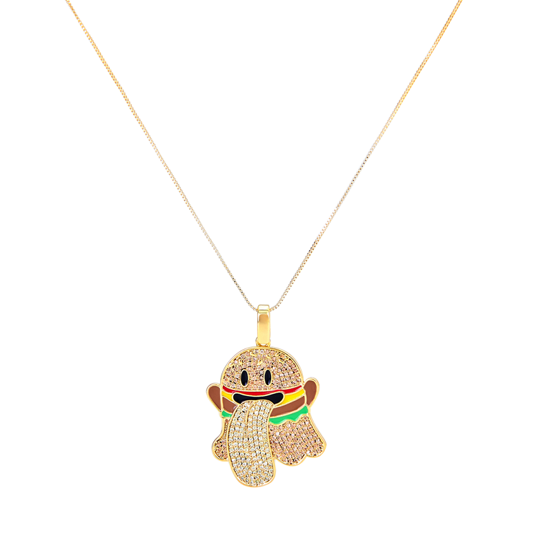 GRAF&WU Necklaces Booghost Trend Pendants Cute Ghost 2.0 Angel Demon Necklace Rhinestone Hand-Inlaid Jewelry Gold-Plated Accessories