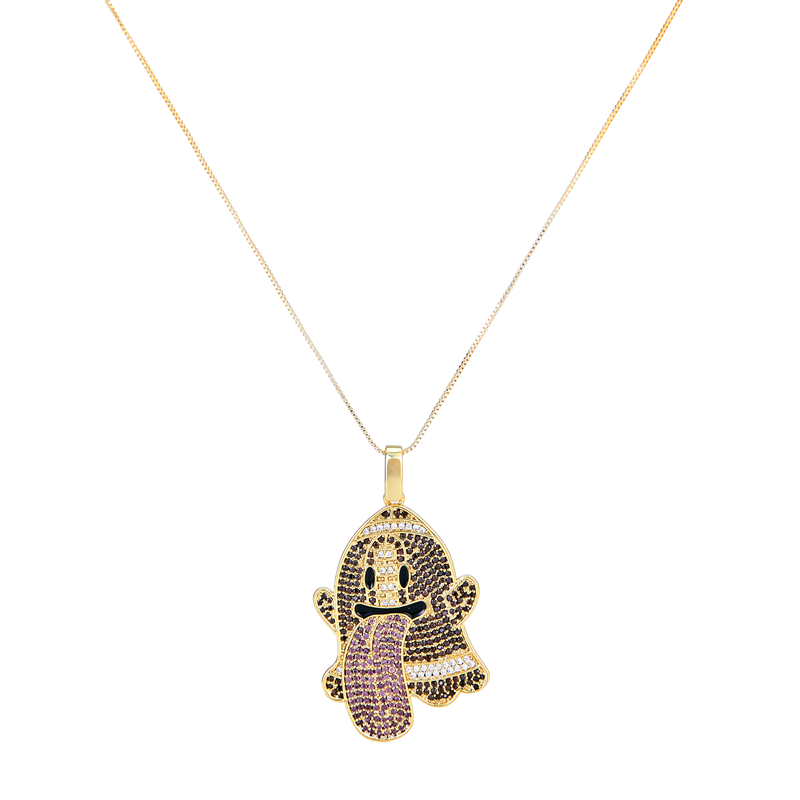 GRAF&WU Necklaces Booghost Trend Pendants Cute Ghost 2.0 Angel Demon Necklace Rhinestone Hand-Inlaid Jewelry Gold-Plated Accessories