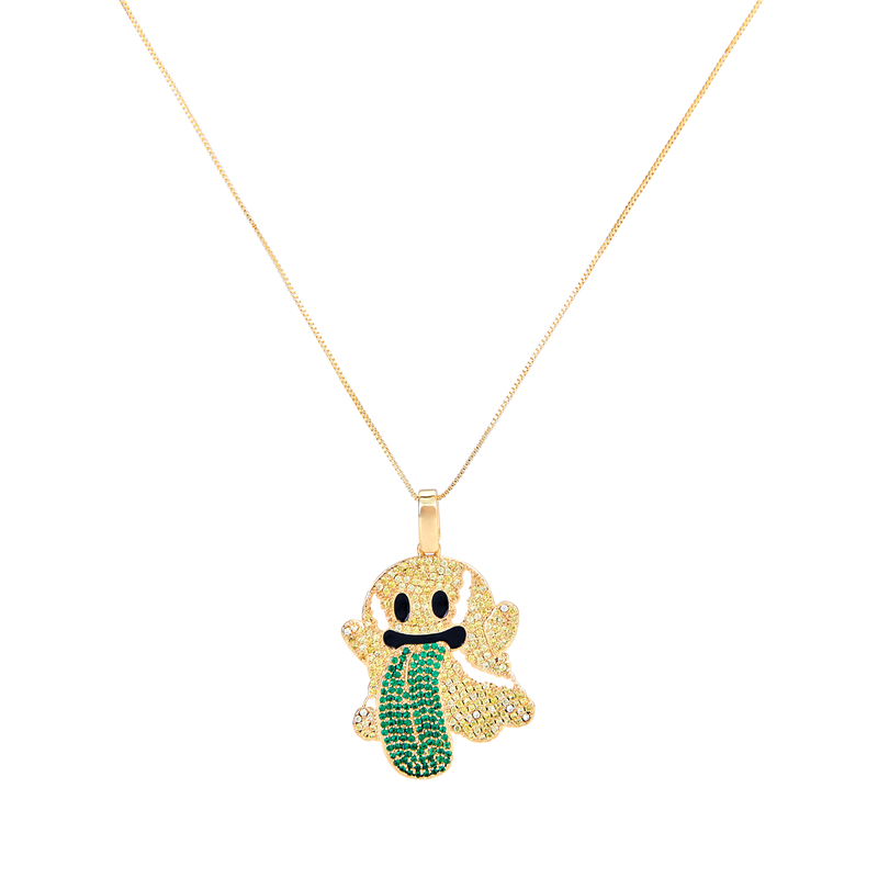 GRAF&WU Necklaces Booghost Trend Pendants Cute Ghost 2.0 Angel Demon Necklace Rhinestone Hand-Inlaid Jewelry Gold-Plated Accessories