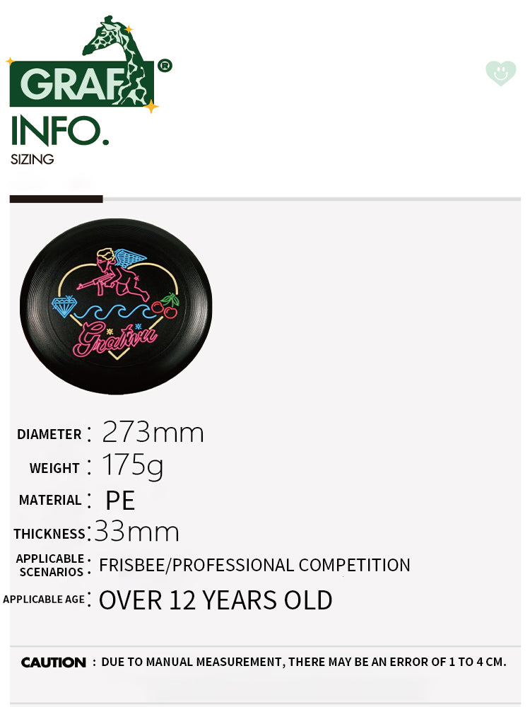 GRAF&WU Brand Ultimate Frisbee Cute Ghost Angel 175g Flying Disc Professional Competition Standard Design Frisbee Outdoor Sports Disc