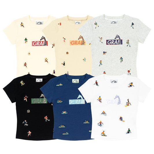 GRAF&WU Y2K Embroidered Giraffe Tee: Mini Logo Soft Cotton 🦒